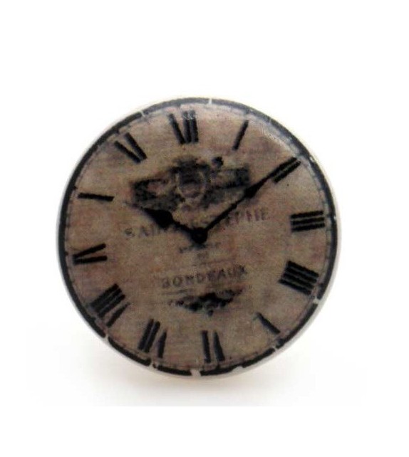 Bouton de meuble impression horloge en porcelaine - Boutons Mandarine