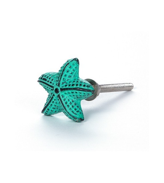 Bouton de meuble Etoile de mer en fonte Turquoise ou blanc - Boutons Mandarine