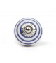 Bouton de meuble en porcelaine blanche à rayures colorées - Boutons Mandarine