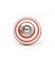 Bouton de meuble en porcelaine blanche à rayures colorées - Boutons Mandarine