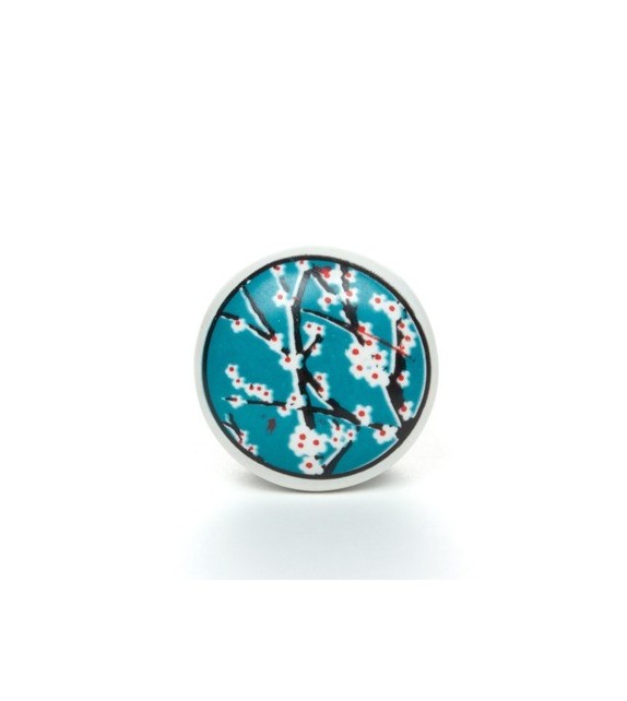 Bouton de meuble Cerisier en fleur en porcelaine - 4 couleurs disponibles - Boutons Mandarine