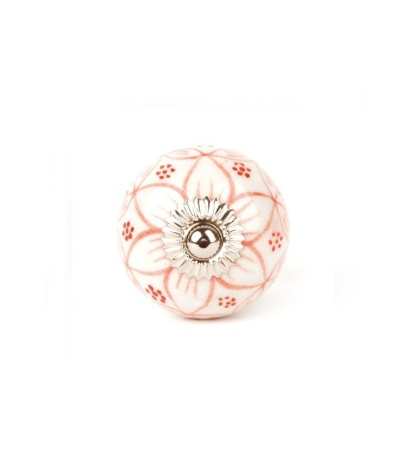 Bouton de meuble Géranium rond en porcelaine - 4 couleurs - Boutons Mandarine