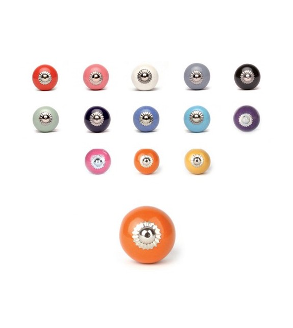 Bouton de meuble Monochrome en porcelaine - 8 couleurs disponibles - Boutons Mandarine