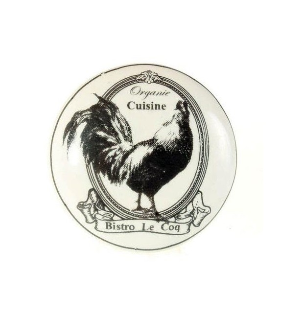 Bouton de meuble en porcelaine motif coq vintage Bistro Le Coq