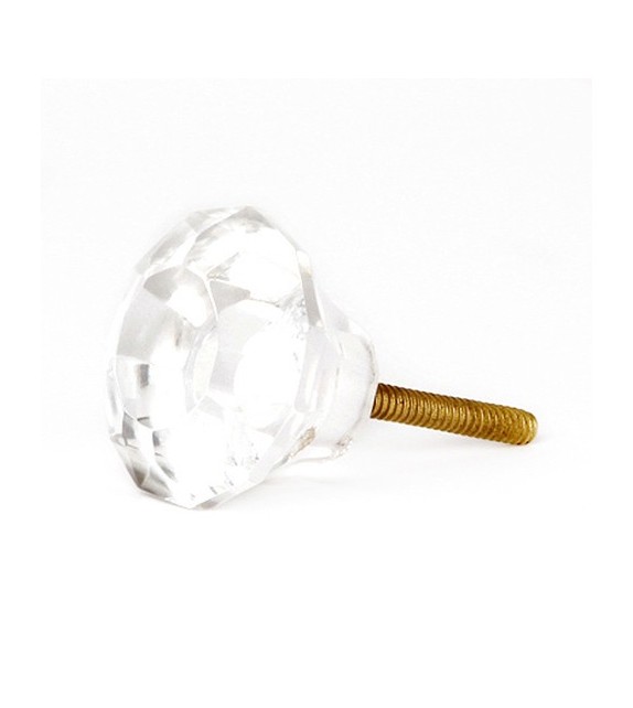 Bouton de meuble en verre transparent forme diamant - Boutons Mandarine