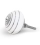 Bouton de meuble en porcelaine blanche à rayures colorées - Boutons Mandarine