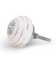 Bouton de meuble en porcelaine blanche à rayures colorées - Boutons Mandarine