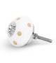 Bouton de meuble en porcelaine blanche à pois colorés - Boutons Mandarine