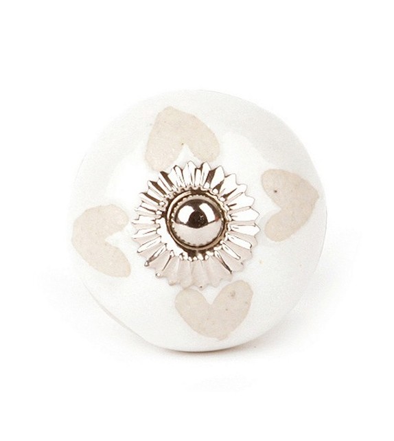 Bouton de meuble en porcelaine Pétale Coeur - Boutons Mandarine