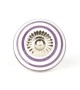 Bouton de meuble en porcelaine blanche à rayures colorées - Boutons Mandarine