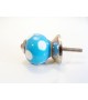 Bouton de porte Lola, céramique bleue à pois blancs - 3 cm - Boutons Mandarine