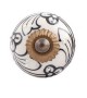 Bouton de meuble Noir et Blanc motif floral en porcelaine - Boutons Mandarine