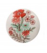 Bouton de meuble Fleur vintage rouge en porcelaine