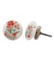 Bouton de meuble Fleur vintage rouge en porcelaine - Boutons Mandarine