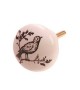 Bouton de meuble en porcelaine Oiseau sur une branche - Boutons Mandarine