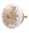 Bouton de meuble Calliopsis doré et porcelaine blanche