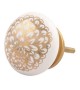Bouton de meuble Fleur d'Oeillet dorée et porcelaine blanche - Boutons Mandarine