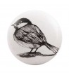 Bouton de meuble en porcelaine Oiseau noir et blanc