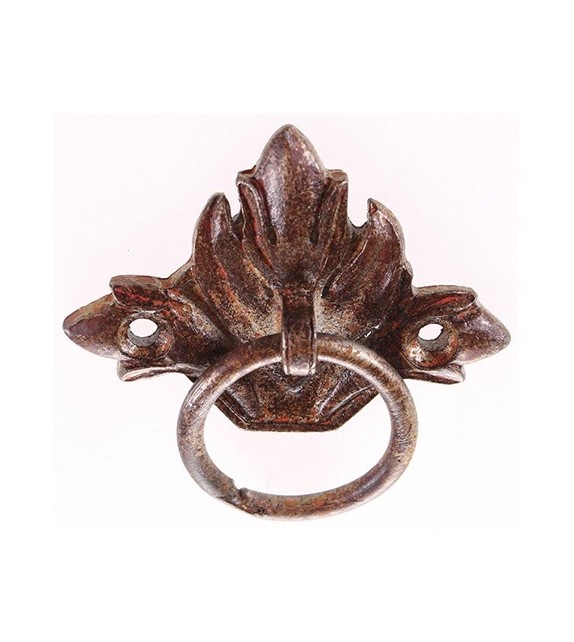 Poignée de meuble pendant Fleur de Lys avec anneau - Boutons Mandarine