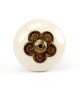 Petit bouton de meuble en porcelaine et rosace en forme de fleur - Boutons Mandarine