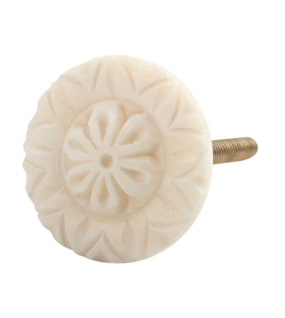 Petit bouton de meuble Fleur en os n°1 - Boutons Mandarine