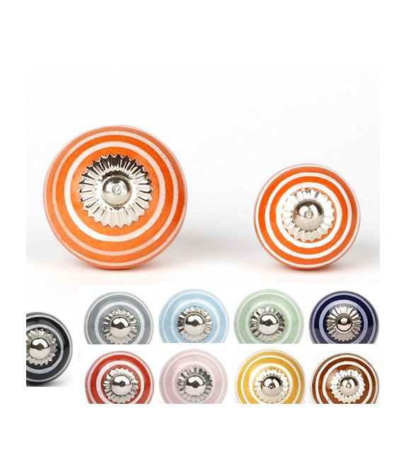 Bouton de meuble en porcelaine à pois blancs – plusieurs coloris