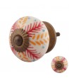 Bouton de meuble en porcelaine Jungle rouge orangé