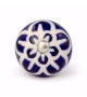 Bouton de meuble bleu marine Fleur en porcelaine - Boutons Mandarine