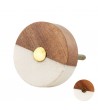 Bouton de meuble rond face bois et pierre