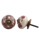 Bouton de meuble procelaine couronne de fleur rouge - Boutons Mandarine