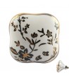 Bouton de meuble carré en porcelaine décor d'Automne