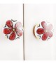 Bouton de meuble en porcelaine fleur rouge Chloé - Boutons Mandarine