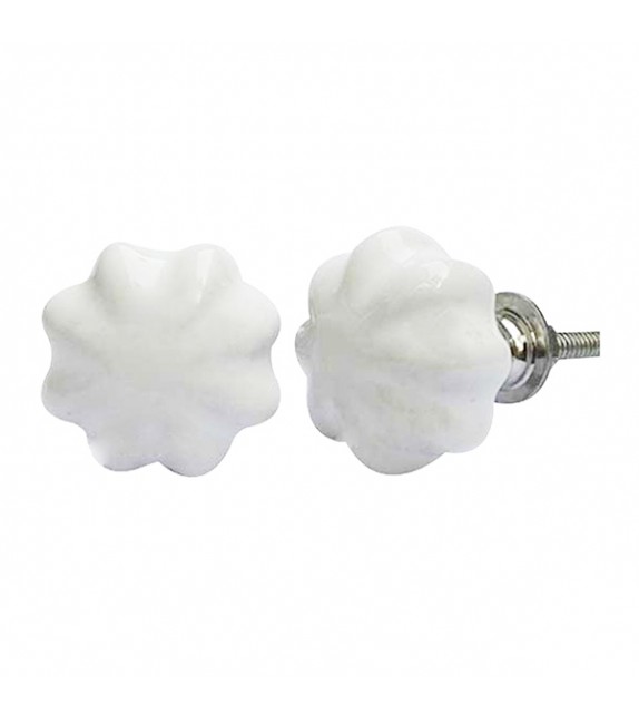 Petit bouton de meuble en porcelaine forme médaillon - Boutons Mandarine