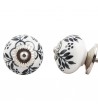 Bouton de meuble en porcelaine noir et blanc Armance