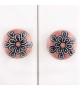 Bouton de meuble en porcelaine fleur bleue et rose Sidonie - Boutons Mandarine
