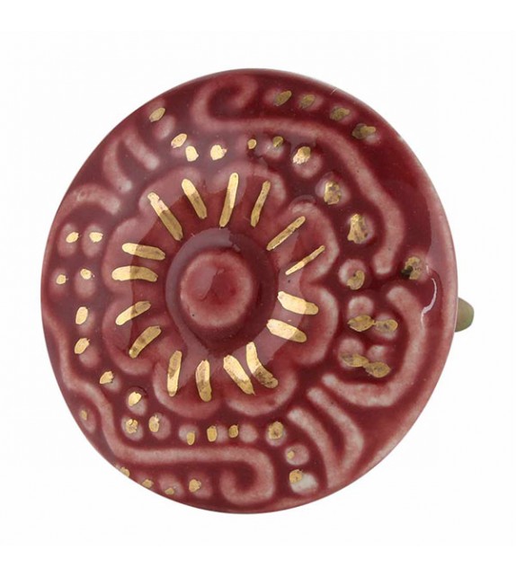 Bouton de meuble porcelaine motif floral doré Aya - Boutons Mandarine