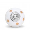 Bouton de meule en porcelaine blanche à pois doré ou argent