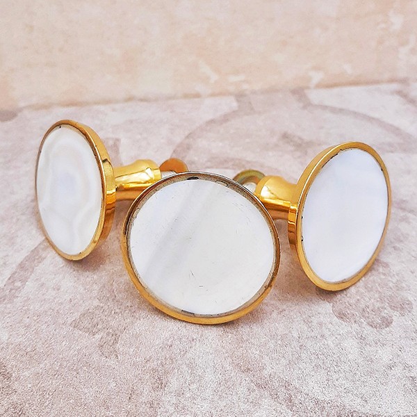 Boutons En Nacre Véritable Jaune/orangé - Lot De 9, Diamètre 13,5 Mm, Vintage
