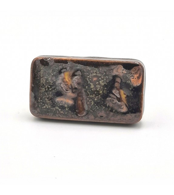 Bouton de meuble en porcelaine esprit Zellige brun