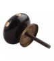 Bouton de meuble en porcelaine noire et pois dorés - Boutons Mandarine