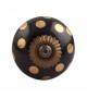 Bouton de meuble en porcelaine noire et pois dorés - Boutons Mandarine