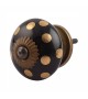 Bouton de meuble en porcelaine noire et pois dorés - Boutons Mandarine