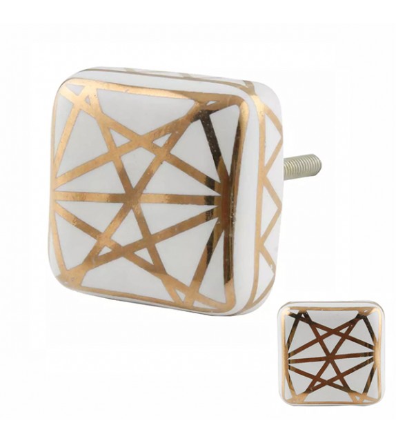 Bouton de meuble en porcelaine or Ada - Boutons Mandarine