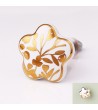 Bouton de meuble en porcelaine floral doré Kamaé