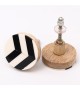 Bouton de tiroir rond en bois et résine noire et blanche Snow - Boutons Mandarine