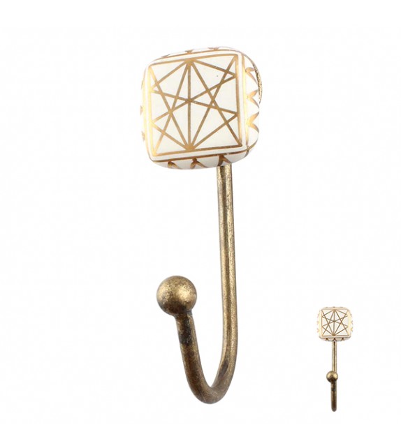 Patère murale en porcelaine Ada - Boutons Mandarine
