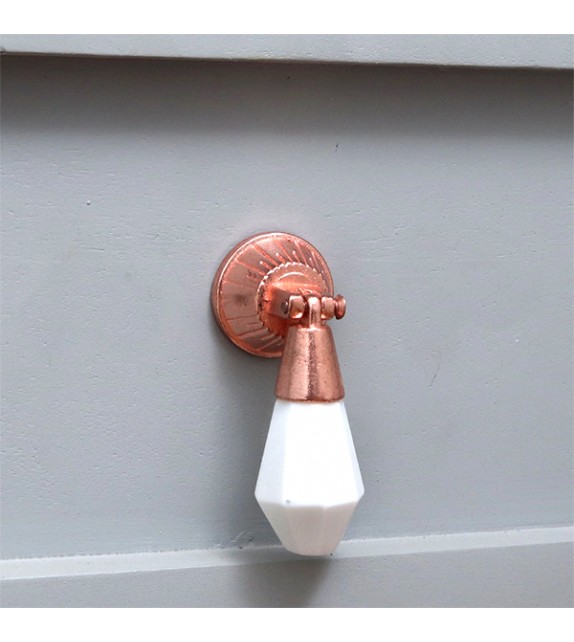 Bouton de meuble en pierre blanche marbrée forme goutte Laé pour cuisine - Boutons Mandarine