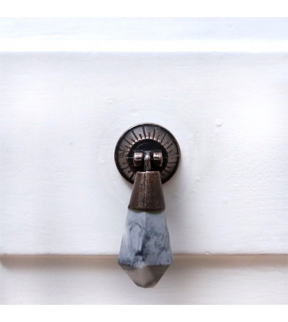 Bouton de meuble pendant larme en pierre grise Téa - Boutons Mandarine