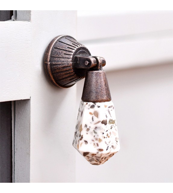 Bouton de meuble en terrazzo crème forme goutte style moderne - Boutons Mandarine