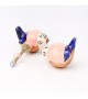 Bouton de meuble en porcelaine oiseau bleu et rose style poétique - Boutons Mandarine